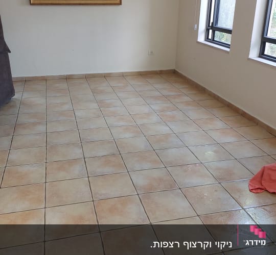 ניקוי רצפה עם סמרטוט ורוד ומגב